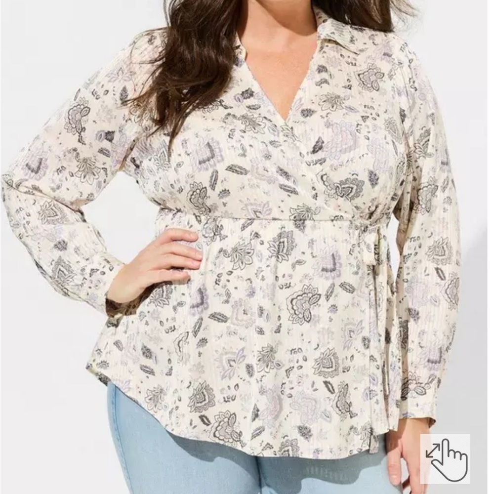 Torrid Fortune Paisley Satin Surplice Blouse